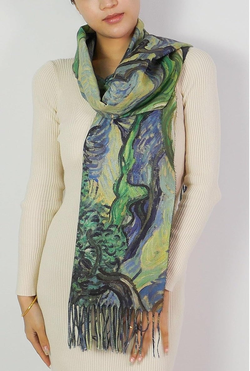 Wander Agio Fashion Painting Scarf for Women Long Shawl Large Warm Scarves Cashmere Feel Retro Fall Shawls - Image 2